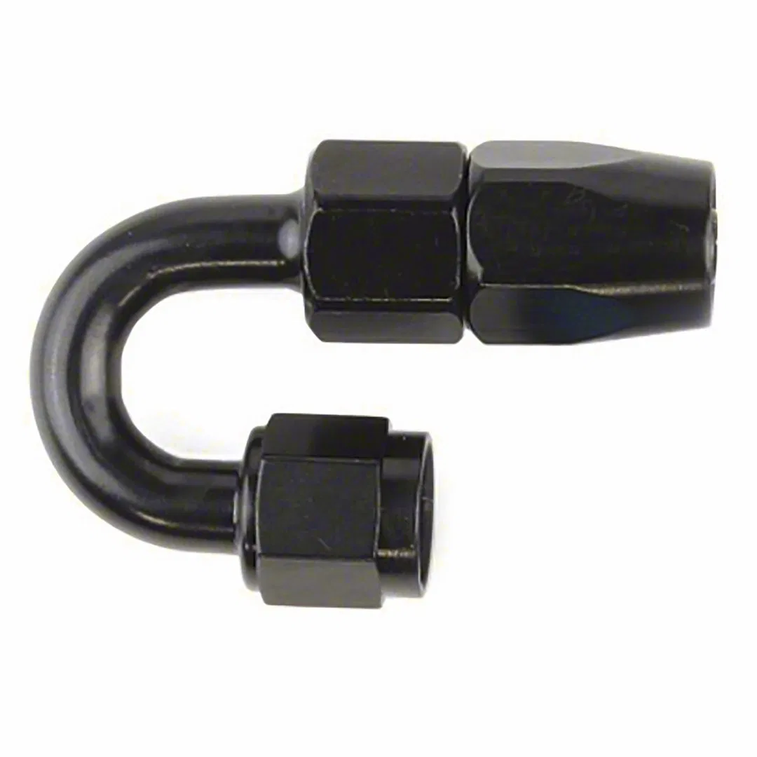510880BK – SPEEDFX Hose End Fitting, Full Swivel -8AN 180 Degree Anodized Black Aluminum Single